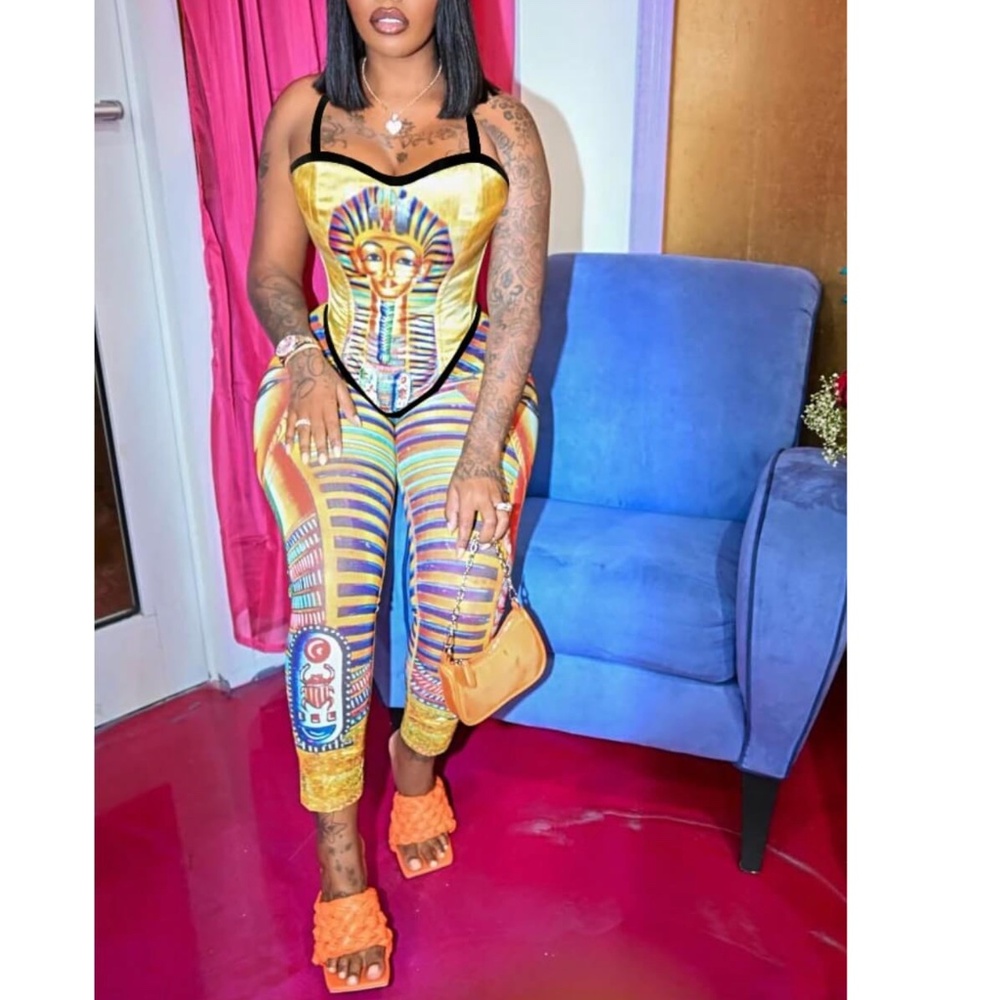 ChicMe, Colorful Jumpsuit, King Tut Egyptian Cleopatra Halloween, Size L
